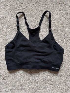 3AXE Black Seamless Chevron Knit Racerback Sports Bra Large
